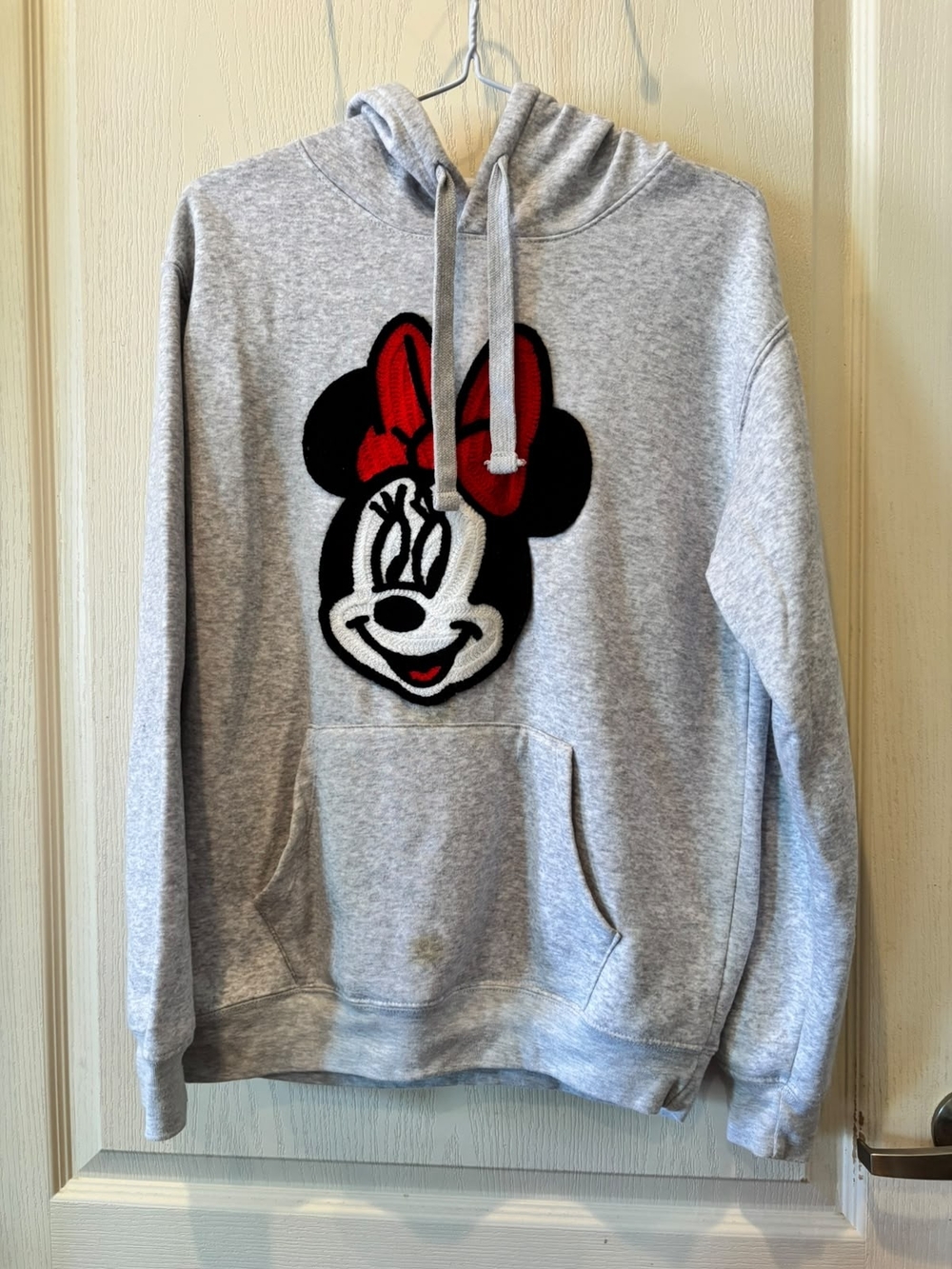 Disney Gray Hoodie with Minnie Mouse Patch and Red Bow